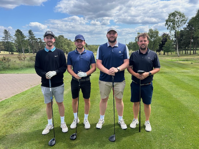 A four-ball lined up on the tee at Coxmoor