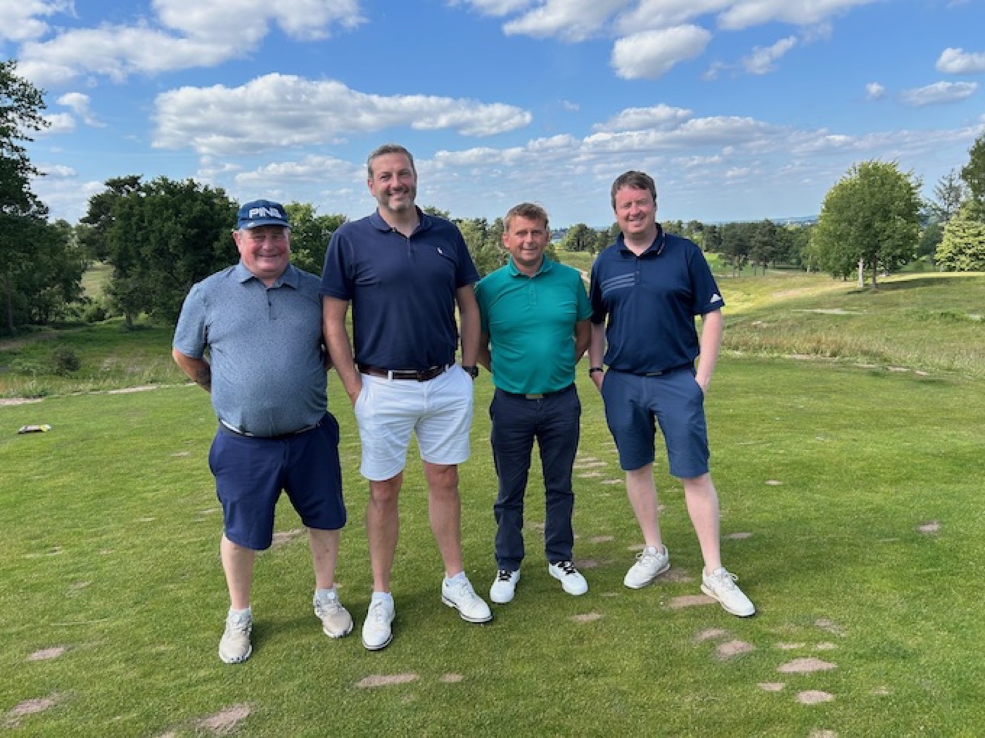 A Tee Tours four-ball on the tee at Coxmoor